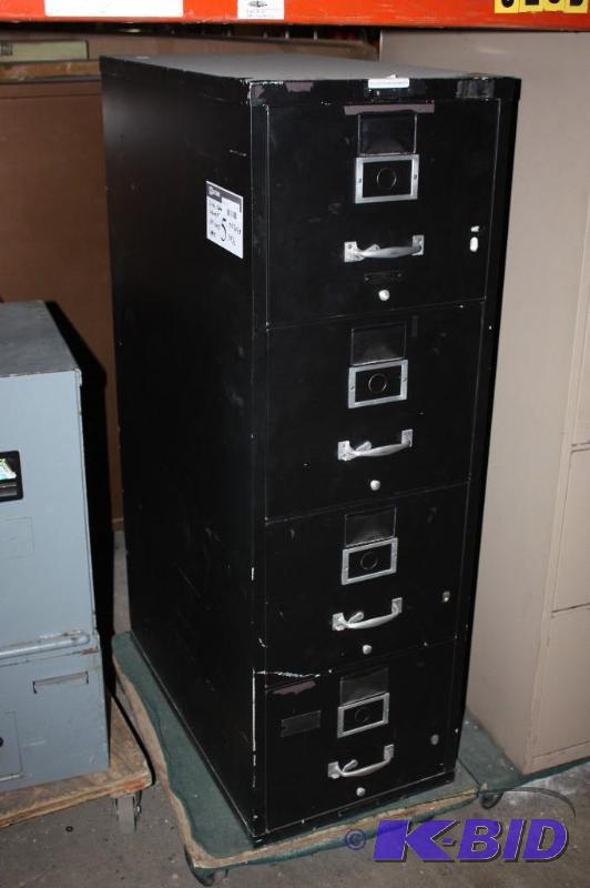 lot 5 image: Fire Safe Filing Cabinet No Keys Open Black 4-Drawers 17 x 30.5 x 54.5.