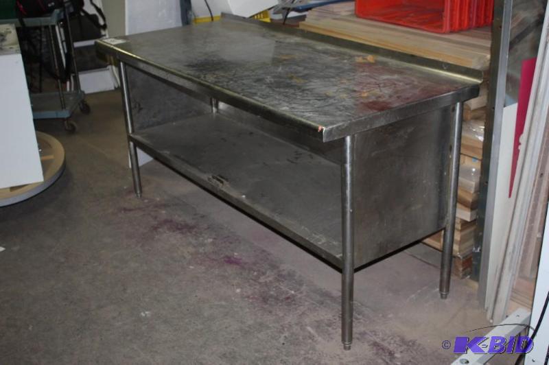 lot 58 image: Stainless Steel Prep Table wLower Shelf & Legs NSF Approved 29 x 72 x 36.