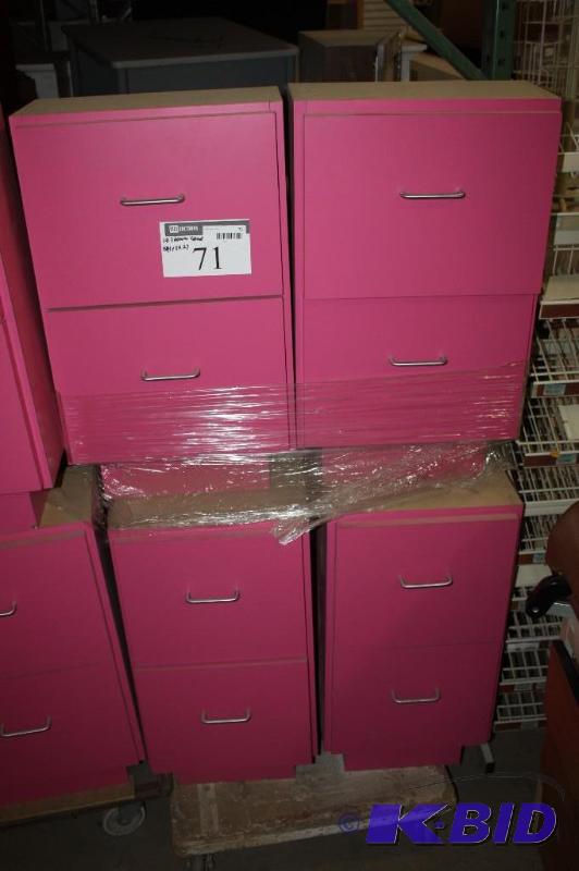 lot 71 image: Lot of (4) Drawer Cabinets wDrawers & Handles Dual Drawers Pink 44 x 8 x 27.