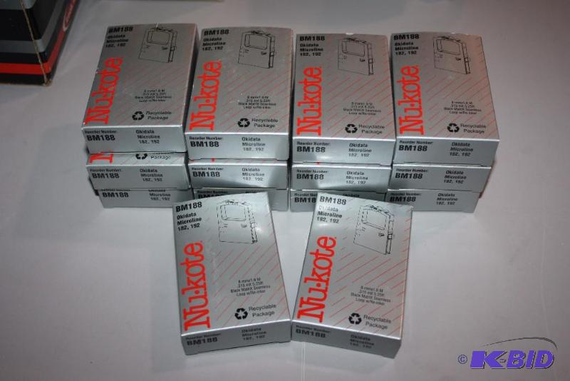 lot 103 image: Lot of (14) Nu-Kote BM188 Okidata Microline 182192 Black Matrix Seamless Loop wRe-Inker.