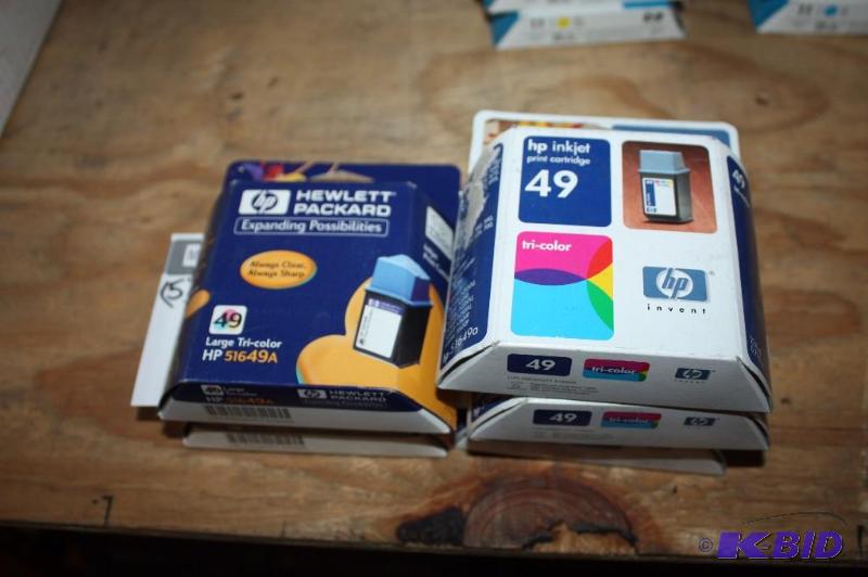 lot 25 image: Lot of (5) Including HP Inkjet Tri-Color 49 Print Cartridge, app. 3 ct Large Tri-Color, app. 2 ct.