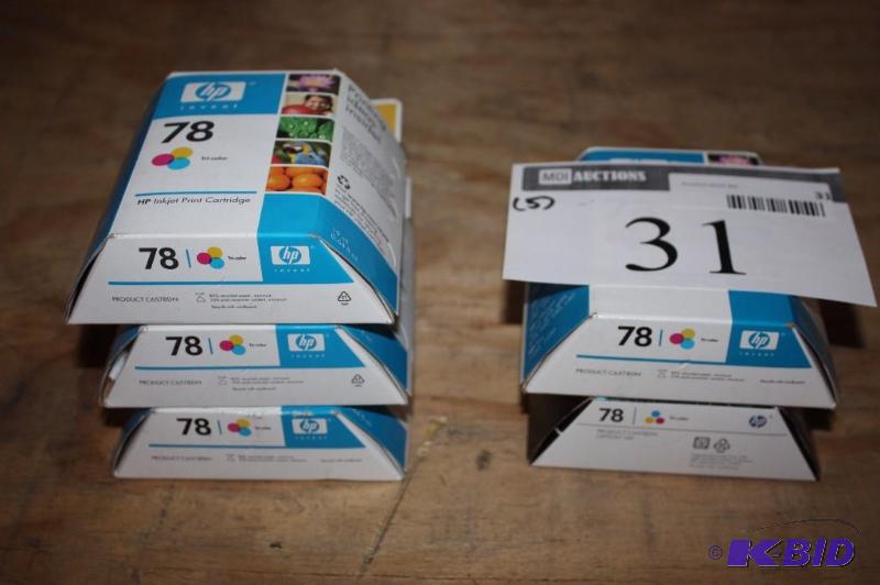 lot 31 image: Lot of (5) HP Invent Print Cartridges Tri-Color 78 Type.