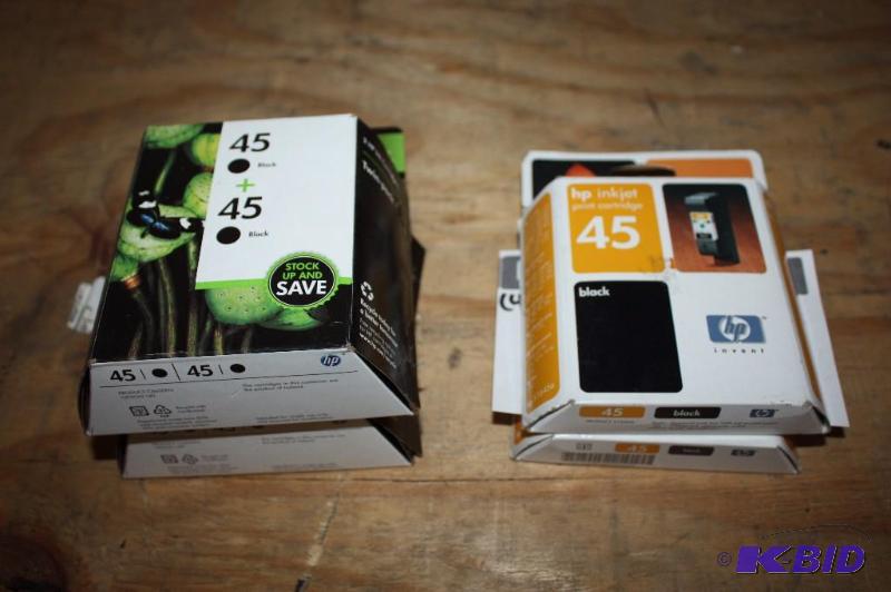 lot 34 image: Lot of (4) HP Invent Print Cartridges Black 45 Type.