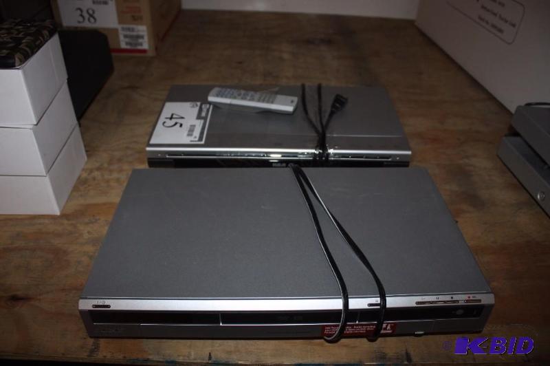 lot 45 image: Lot of (2) Sony DVD Recorder, RDR-GX315 RCA DVDCD Player, AC Power Supply.