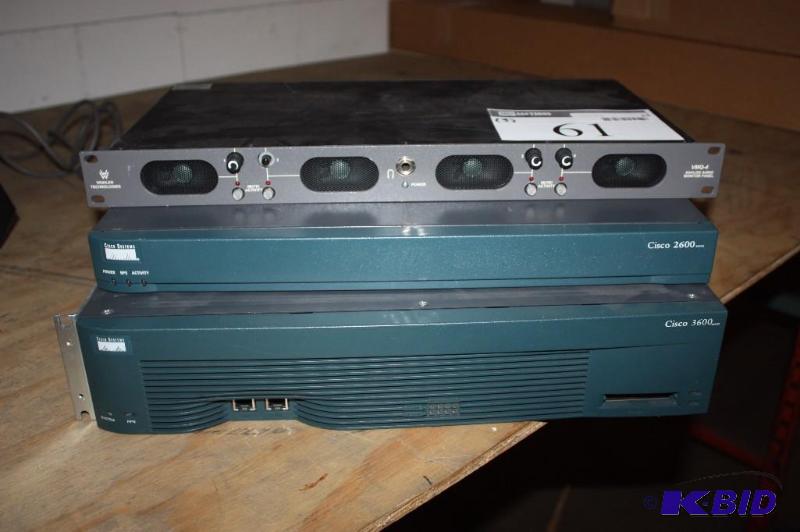 lot 61 image: Lot of (3) Including Cisco 2600 SeriesCisco 3600 Series Ethernet Routers Wohlmer VMQ-4 Analog