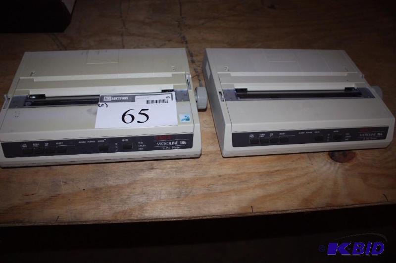 lot 65 image: Lot of (2) OKI Microline 186 9 Pin Printer.