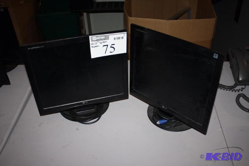 lot 75 image: Lot of (2) LG Flatron 17 Computer MonitorScreen wCords L17185.