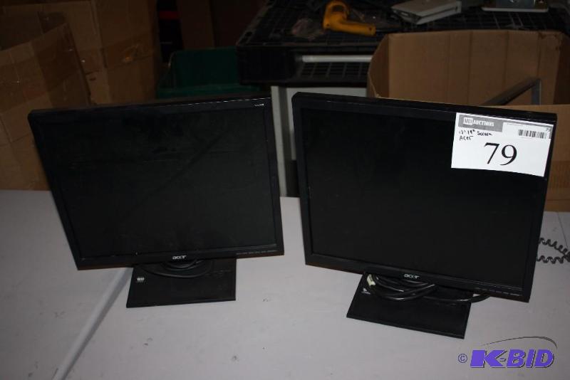 lot 79 image: Lot of (2) Acer 19 LCD Computer MonitorScreen wCords V193B.