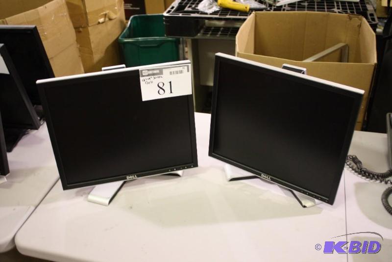 lot 81 image: Lot of (2) Dell 19 LCD Computer MonitorScreen wStands BlackSilver.