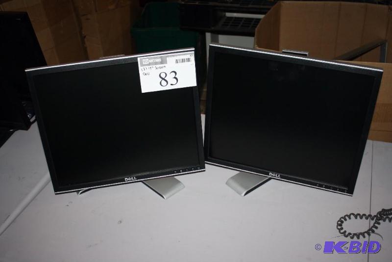 lot 83 image: Lot of (2) Dell 19 LCD Computer MonitorScreen wStands BlackSilver.