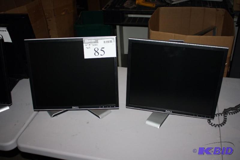 lot 85 image: Lot of (2) Dell 19 LCD Computer MonitorScreen wStands BlackSilver.