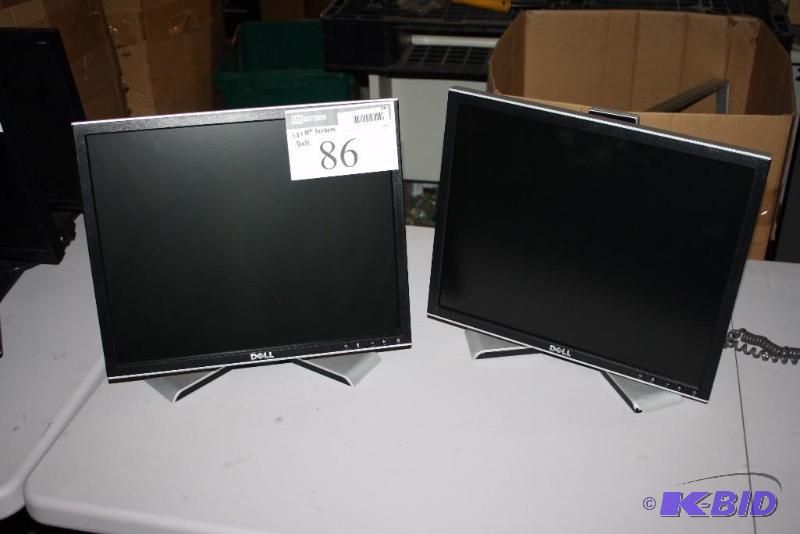 lot 86 image: Lot of (2) Dell 19 LCD Computer MonitorScreen wStands BlackSilver.