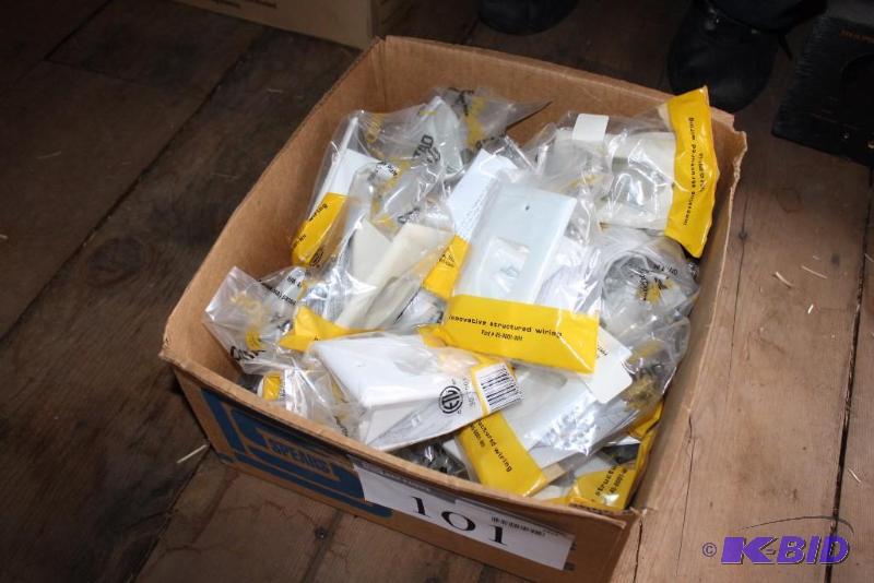 lot 101 image: Box Lot of Data Comm 1-Gang Recessed Low Voltage Cable Plates White Qt. 1Pack.