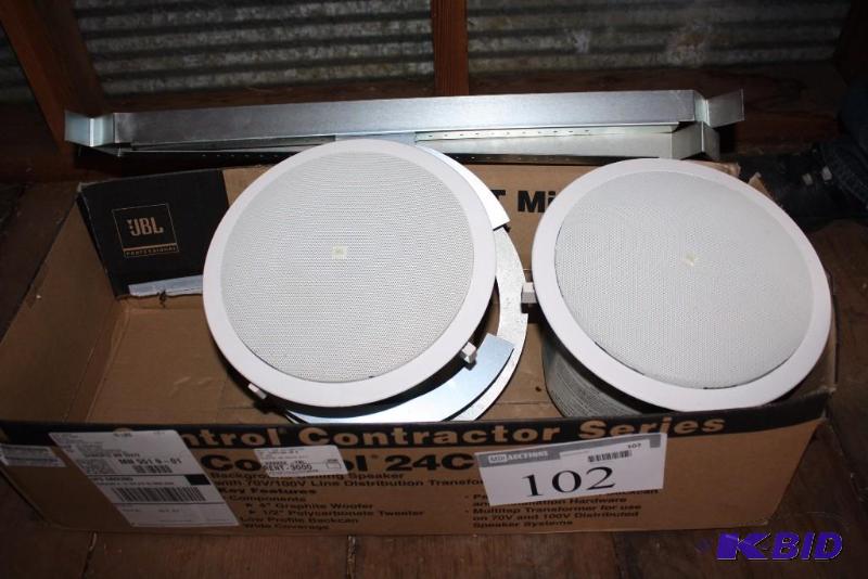 lot 102 image: Box Lot of JBL Model Control 26CT Ceiling Loudspeakers 70.7V or 100V White.