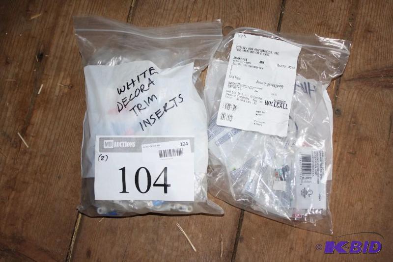 lot 104 image: Box Lot of Miscellaneous Leviton Snap-In Jacks Electrical Plates And More.