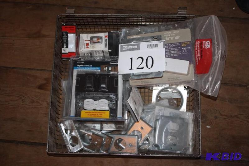 lot 120 image: Bin Lot Including Light Dimmer wRemote Control Electrical Outlets TayMac Electrical Outlet Cover
