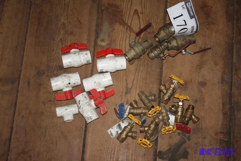 lot 170 image: Lot of (18) Faucet Stops Including PVC Pipes wCloses Faucet Stops Metal Valve Stops And More.