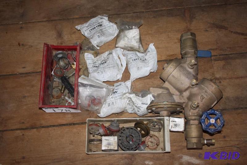 lot 178 image: Lot of (14) Including Rubber Repair Kit, Pressure Vacuum Breaker Faucet Valve Pipes Hardware