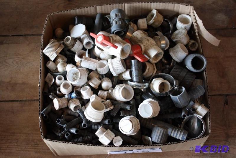 lot 188 image: Box Lot of Miscellaneous PVC Adapters & Metal Clamps.