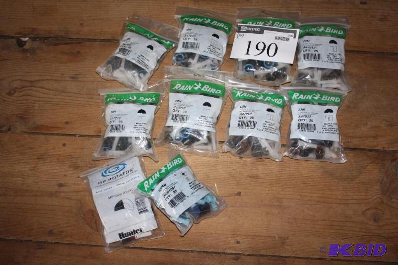 lot 190 image: Lot of (10) Rain Bird 12H 12 Half Circle Top Color-Coded MPR Nozzles wScreens, 25perBag.