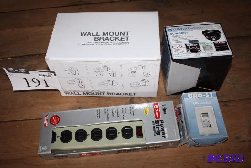 lot 191 image: Lot of (4) Including UNO-S1 Russound Keypad 6-Outlet Power Strip Wall-Mount Bracket And More.