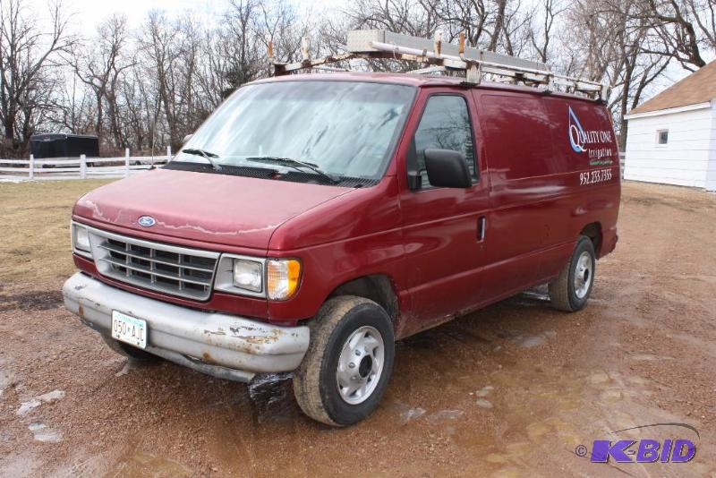 lot 2 image: 1995 Ford Econoline Vehicle Type Van Mileage 176,817.3 Plate 050 AJC Body Type 3 Door Cargo Van.