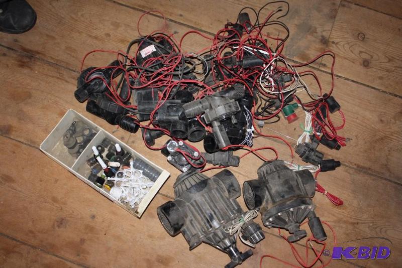 lot 200 image: Floor Lot of Miscellaneous Irrigation Hardware Including Toro Remote Control Valve Plastic Adapter