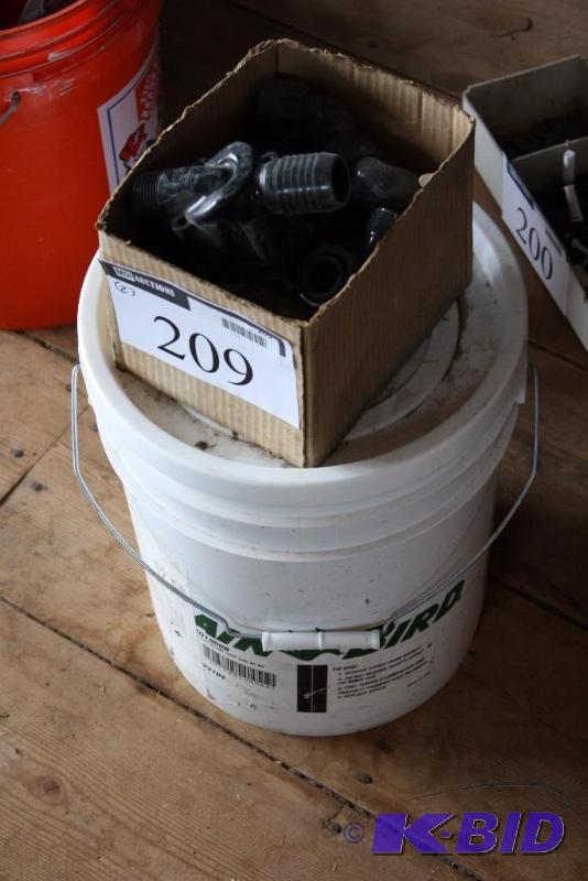 lot 209 image: Lot of (2) Including PVC Irrigation Adapters Irrigation Hose in Bucket.