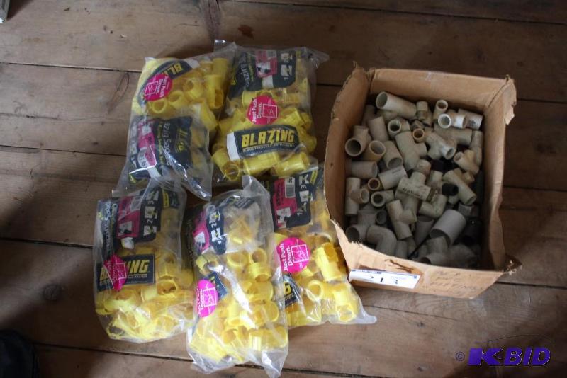 lot 213 image: Box Lot of (6) Including PVC AdaptersTeesBends Blazing Saddle Self-Tapping Taddle Tees And More