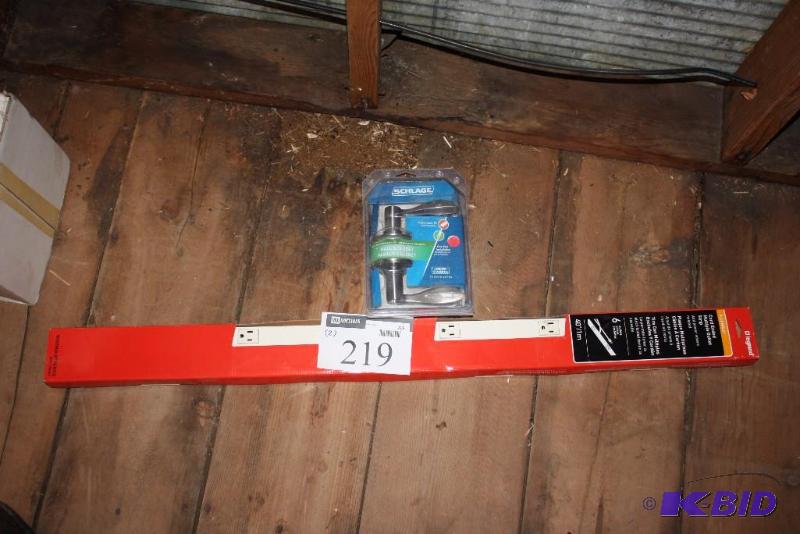 lot 219 image: Lot of (2) Inlcuding Plugmold Cord Ended Multiple Outlet Strip Schlage Hall & Closet Door Handle.