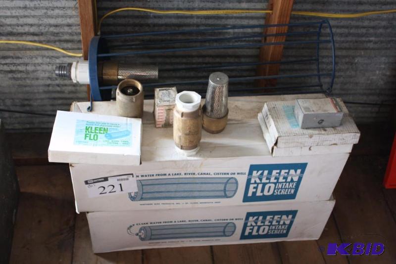 lot 221 image: Lake Pump Lot of (12) Including Kleen Flo Intake Screen, app. 2 ct Kleen Flo Product