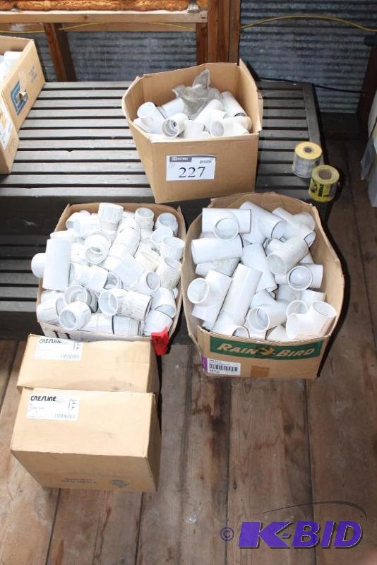 lot 227 image: Box Lot of (5) Miscellaneous PVC Pipe Fittings Including PVC Tee Socket 2 And More.