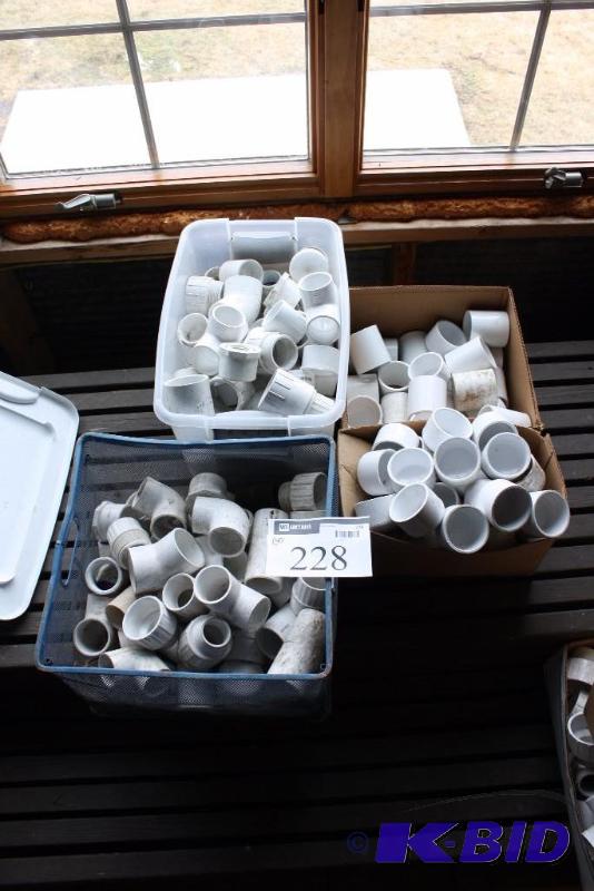 lot 228 image: Box Lot of (5) Miscellaneous PVC Pipe Fittings Including PVC Coupling Socket 2 And More.