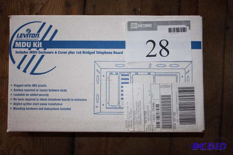 lot 28 image: Leviton MDU Kit Includes MDU Enclosure & Cover 1x6 BridgedTelephone Board White.