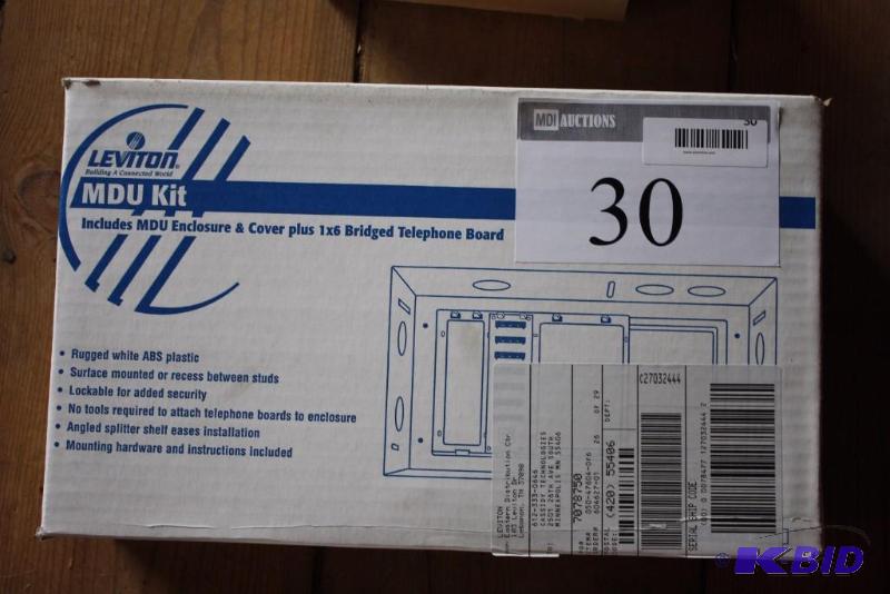 lot 30 image: Leviton MDU Kit Includes MDU Enclosure & Cover 1x6 BridgedTelephone Board White 47604-F6.