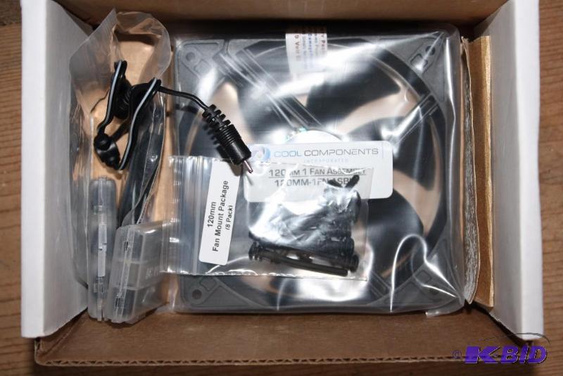 lot 34 image: Fan Kit for 4.5 (120mm) Applications FK-120-2 Includes Fan Assemblies 8 Fan Mounts Cables Pow