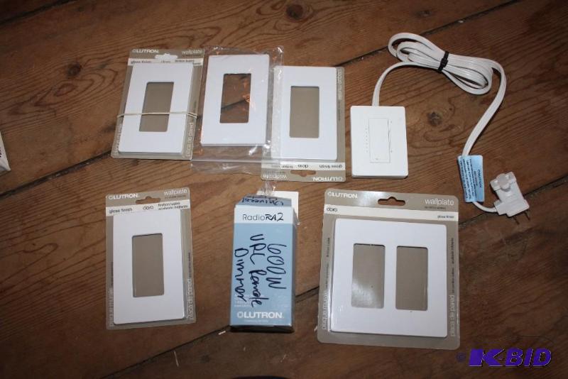 lot 58 image: Lot of (7) Including 600W VRC Remote Dimmer, Lutron, RadioRA2 Light Face Plates.