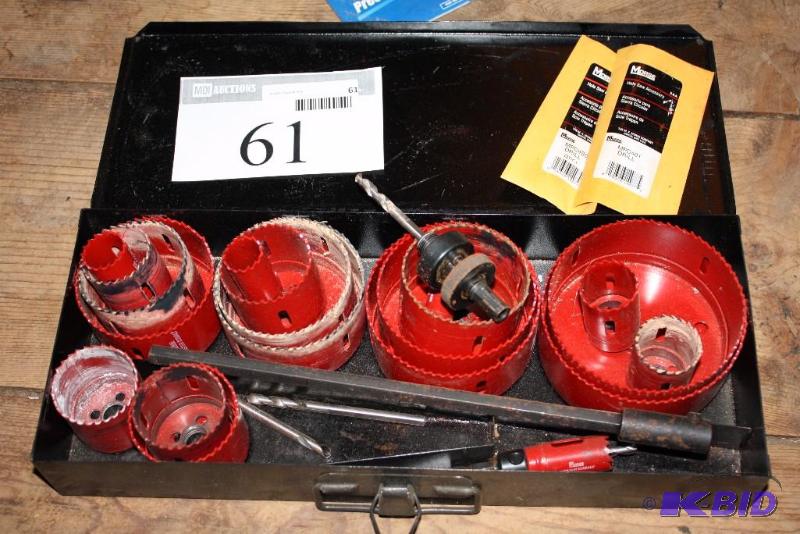 lot 61 image: Case Lot of Miscellaneous Sized Circular Saw Drill Bits wExtension Bars.