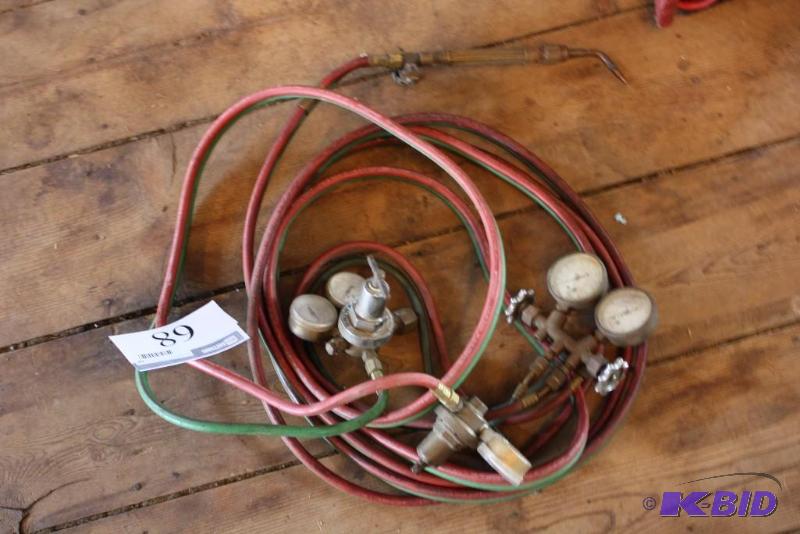 lot 68 image: Welding Pressure Gauge Sets wHoses & Metal Hardware Adapters Switch-Off Valves wTorch End.