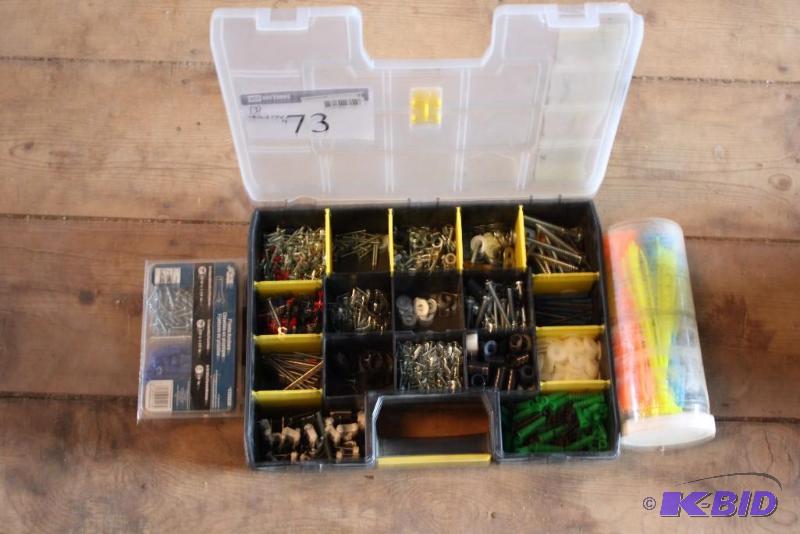 lot 73 image: Lot of (3) Including Tube of Plastic Zip Ties Plastic Anchors Set Divider Case wMiscellaneous Sc