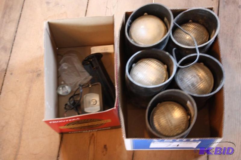 lot 74 image: Box Lot of (2) Including Miscellaneous Unique Lighting Systems Outdoor Lgihts wCords & Housing.