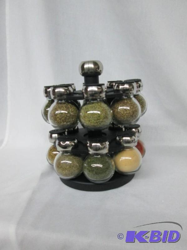 lot 28 image: Olde Thompson 16-Jar Spice Rack