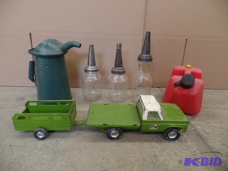 Antique Oil Containers and Toy Truck