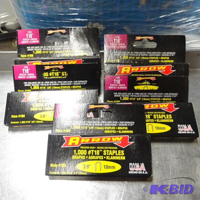 lot 117 image: New qty 5 boxes of Arrow brand staaples. T18 ...