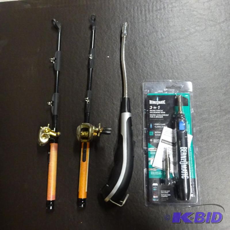 lot 27 image: New 4 piece lot of long neck butane lighters....