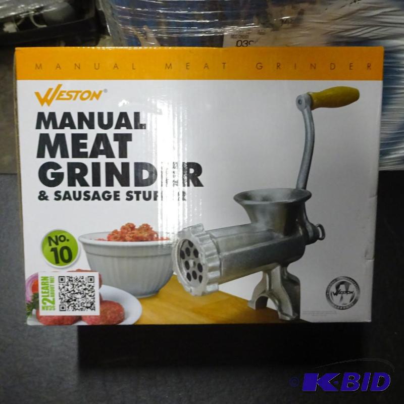 lot 51 image: Appears New in Box Weston manual meat grinder...