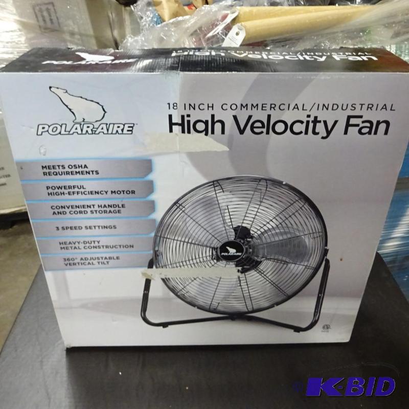 lot 53 image: New Polar-Aire high velocity 18 in metal comm...
