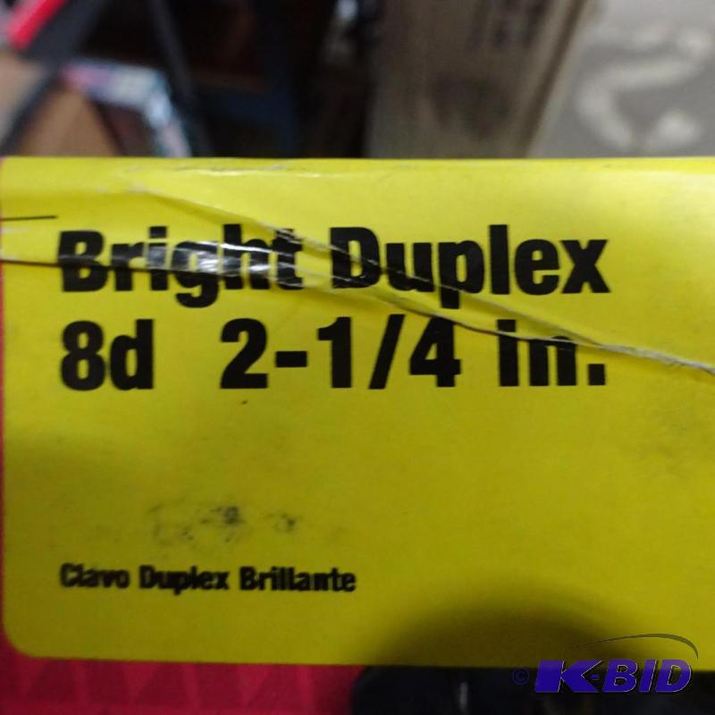 lot 66 image: New 5 lb box bright duplex 8d 2.25 in nails...