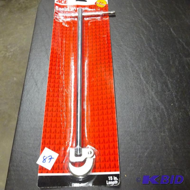 lot 87 image: New ACE 15in basin wrench. Chrome...