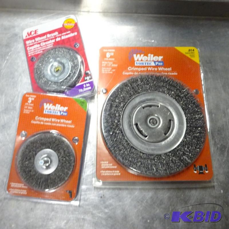 lot 96 image: New 3 pc lot incl 6in Crimpped Wire Wheel, an...
